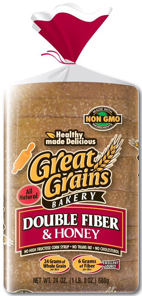 Great Grains Bakery Double Fiber & Honey Premium Wide Pan Bread, 24 oz - Walmart.com - Walmart.com