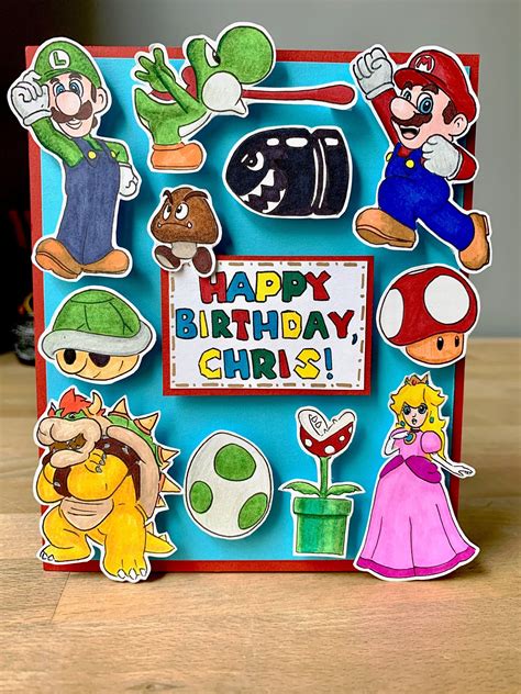 Super Mario Birthday Card, Personalized Super Mario Card, Super Mario Gift Birthday Gift Cards ...