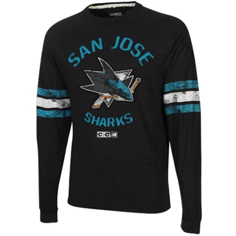 CCM San Jose Sharks Ice Pro Applique Long Sleeve Crew T-Shirt - Black ...