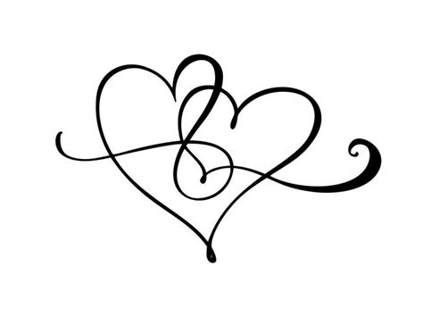 Hand drawn two Heart love sign. Romantic calligraphy vector of ...