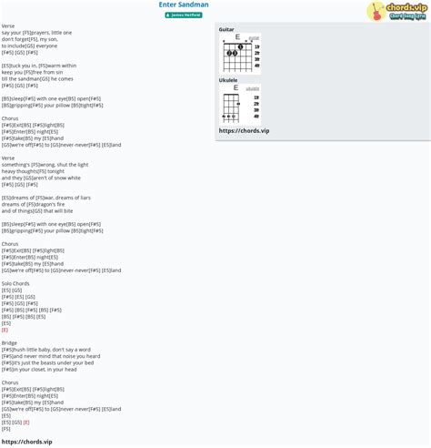 Chord: Enter Sandman - tab, song lyric, sheet, guitar, ukulele | chords.vip