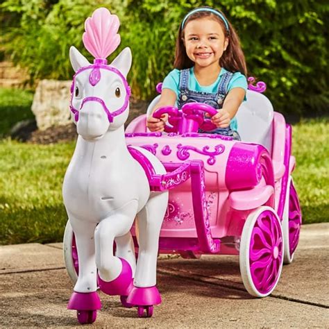 A Kids Present: Huffy Disney Princess Royal Horse and Carriage Girls 6V ...