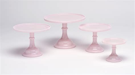 Leo & Bella | 25cm Mosser Milk Glass Cake Stand Crown Tuscan Pink