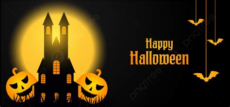 Halloween Background With Spooky Castle At Full Moon Night, Moon, Happy ...