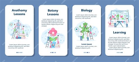 Premium Vector | Biology mobile application banner set. scientist ...