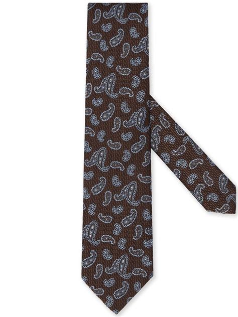 Zegna Doppia Trama Pattern Silk Tie - Brown | Editorialist