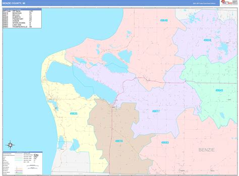 Benzie County, MI Wall Map Color Cast Style by MarketMAPS