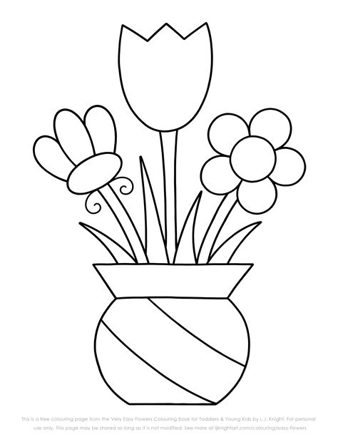 Free Very Easy Flowers Colouring Page | L.J. Knight Art