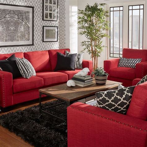 Living Room with Red Couches | Amazing Decor Ideas