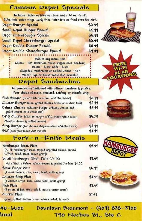 Online Menu of Hamburger Depot, Jasper, TX