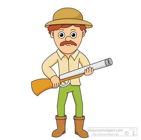 Cartoons : hunter-holding-a-shot-gun : Classroom Clipart