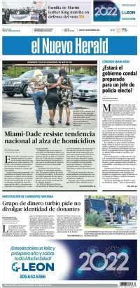 Newspaper El Nuevo Herald (USA). Newspapers in USA. Today's press covers. Kiosko.net