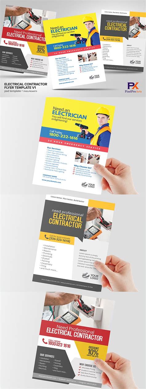 Electrical Contractor Flyer Template V1 (1050548) | Flyers | Design Bundles | Flyer template ...