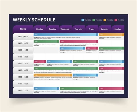 Weekly Schedule Template Vector Art & Graphics | freevector.com