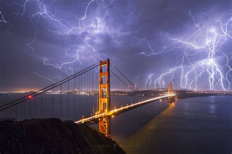 San Francisco Lightning Golden Gate Bridge Photography.