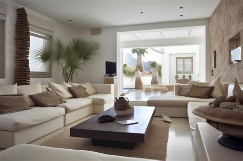 Premium AI Image | Meiterranean style interior of living room in luxury ...