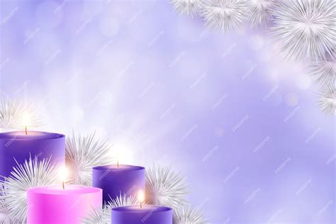 Free Vector | Realistic purple candles advent background