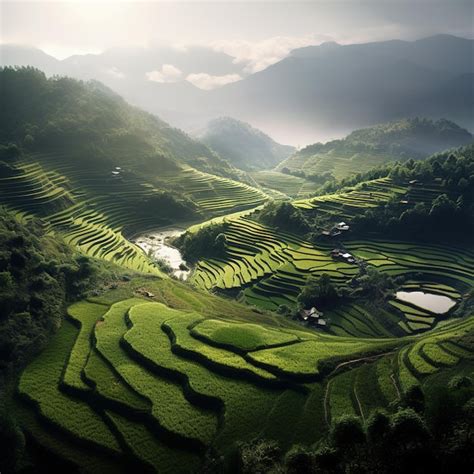 Premium AI Image | rice terraces in china