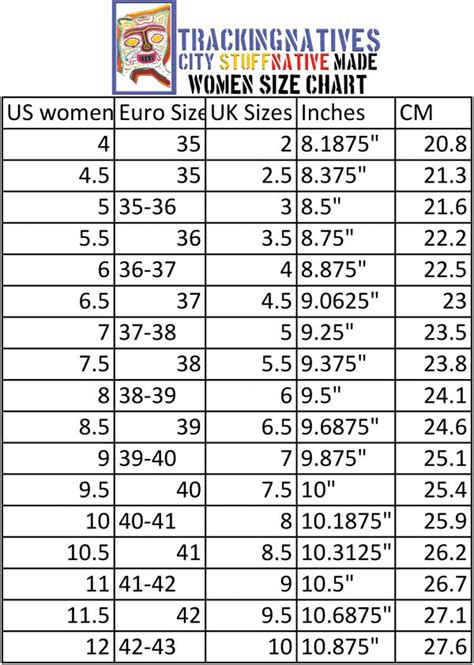 Natives Size Chart | Portal.posgradount.edu.pe