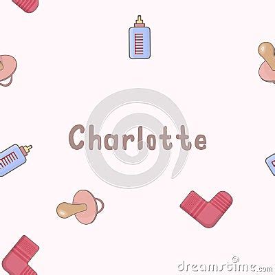 Seamless Background Pattern Name Charlotte Of The Newborn. Name Baby ...