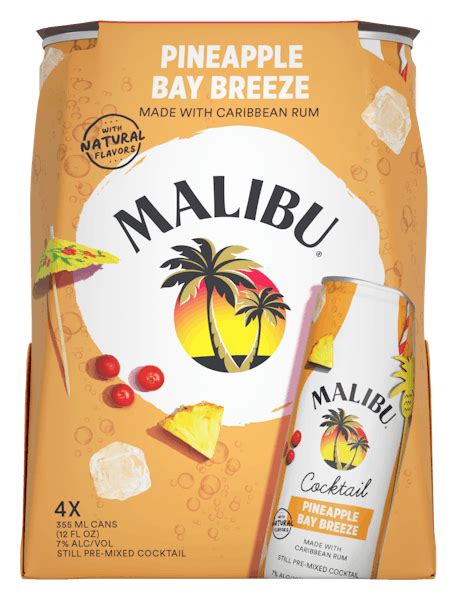 Malibu Cocktail Pineapple Bay Breeze 4-355ml Cans :: Ready to Go Cocktails