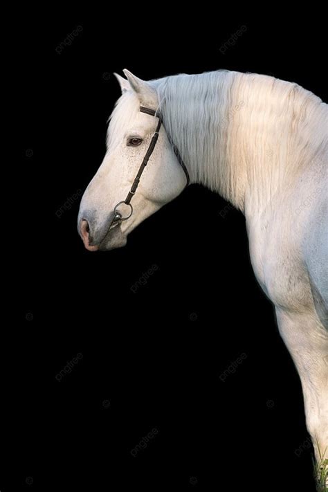 Retrato De Caballo De Tiro Percheron Blanco Con Melena Larga Contra ...