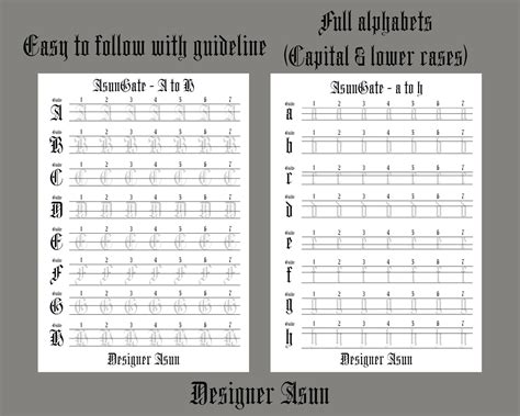 Modern Gothic Calligraphy Practice Sheets for Adult Alphabet Tracing Paper PDF Gothic Hand ...