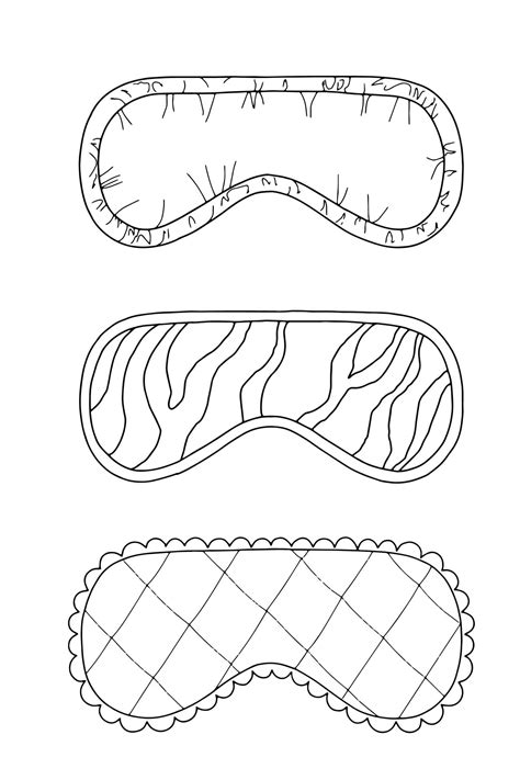 Premium Vector | Sleep mask set linear sketch doodle