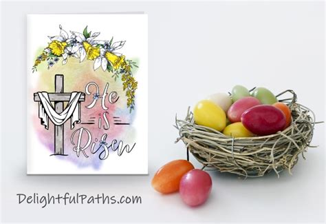 Printable Easter Cards - He is Risen - Delightful Paths