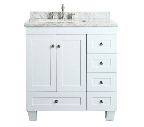 Contemporary 30 inch White Finish Bathroom Vanity Marble Countertop ...