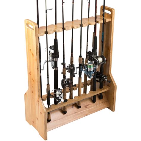 Rush Creek Creations Double Sided 16 Fishing Rod Wood Storage Rack ...