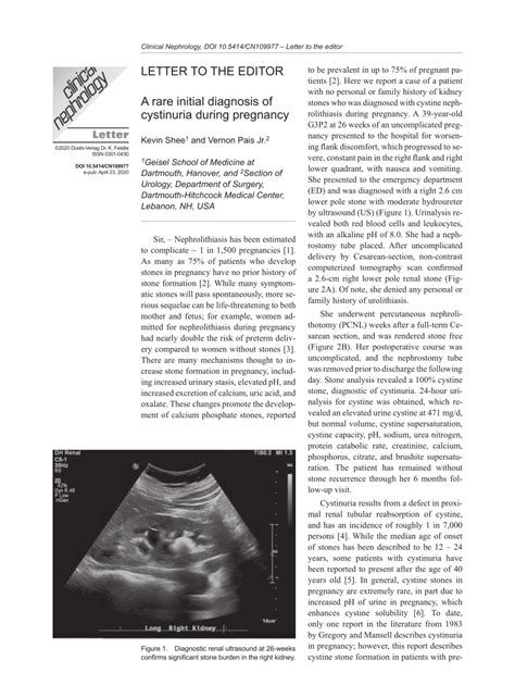 (PDF) A rare initial diagnosis of cystinuria during pregnancy