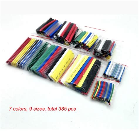 385pcs Cable Sleeve Heat Shrink Tubing 2:1 Polyolefin Shrink Assorted ...