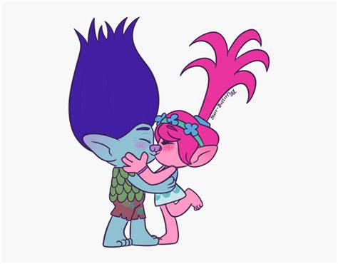 Trolls Kiss Clip Art - Trolls Branch And Poppy Kiss, HD Png Download ...