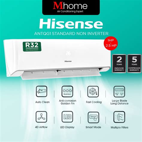 Hisense Air Conditioner Non Inverter Wall Split Type R32 AN-DBG Series 1.0hp / 1.5hp / 2.0hp / 2 ...