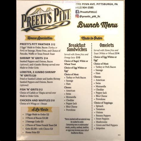 Online Menu of Preeti's Pitt LLC Restaurant, Pittsburgh, Pennsylvania, 15222 - Zmenu