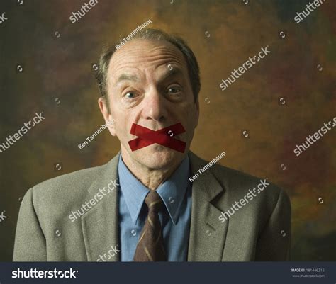 Portrait Surprised Man Mouth Taped Shut Stock Photo 181446215 ...