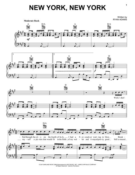 New York, New York sheet music by Ryan Adams (Piano, Vocal & Guitar ...