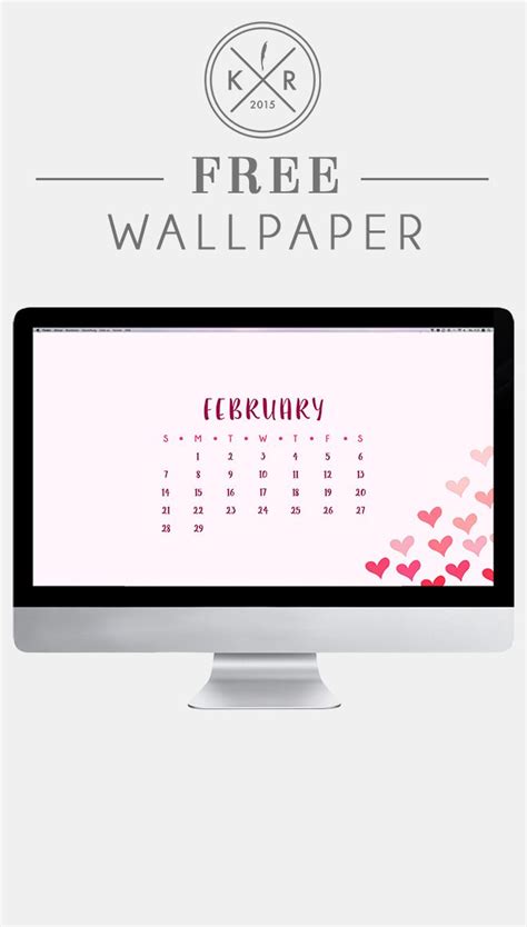 Pink Hearts February Calendar for free desktop wallpapers / backgrounds ...