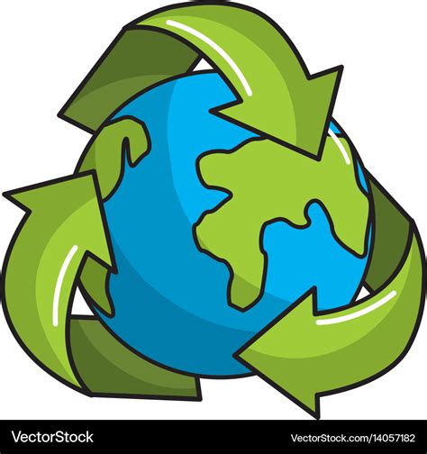 Earth planet inside of recycling symbol Royalty Free Vector