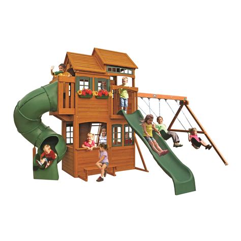 Cedar Summit Shelbyville Deluxe Wooden Swing Set & Reviews | Wayfair