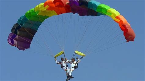 Akash Ganga, the 14-member skydiving team of the Indian Air Force in ...