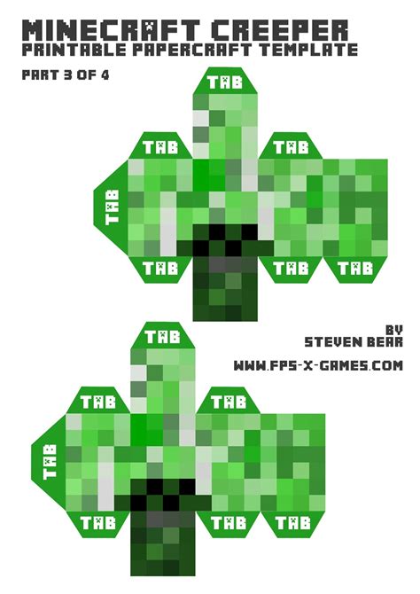 Minecraft Creeper Printable Papercraft Templates 3 | Chainimage