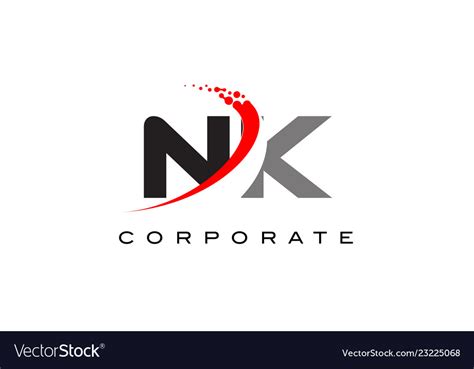 Nk modern letter logo design with swoosh Vector Image