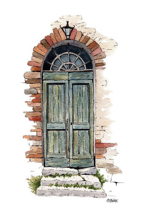 Doorway Painting - The Old Door by Michael Baker | Architecture drawing art, Watercolor ...