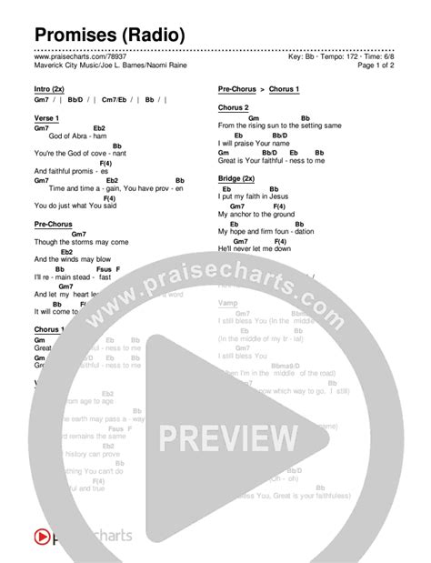 Promises (Radio) Chords PDF (Maverick City Music / Joe L. Barnes / Naomi Raine) - PraiseCharts