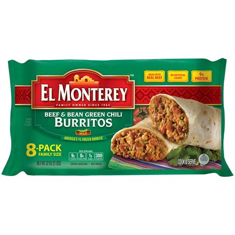 El Monterey Beef and Bean Green Chili Burritos, 8 Count Bag - Walmart.com - Walmart.com