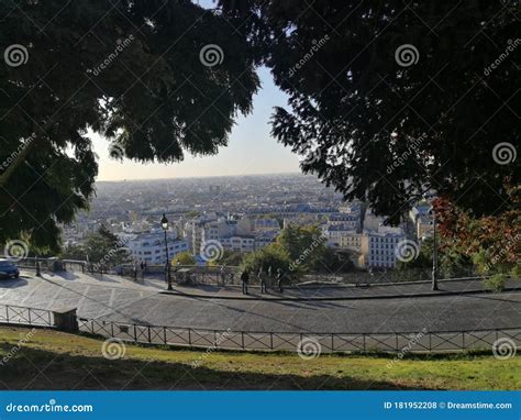 Panoramic View from Montmartre To Paris Stock Photo - Image of skyline ...