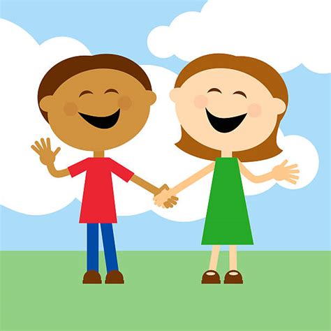 Royalty Free Cartoon Of The Two Friends Holding Hands Clip Art, Vector Images & Illustrations ...