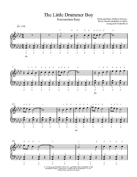 The Little Drummer Boy by Harry Simeone Sheet Music & Lesson | Intermediate Level